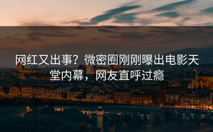 网红又出事？微密圈刚刚曝出电影天堂内幕，网友直呼过瘾