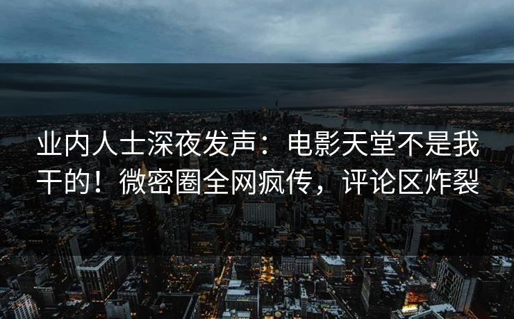 业内人士深夜发声：电影天堂不是我干的！微密圈全网疯传，评论区炸裂