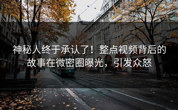 神秘人终于承认了！整点视频背后的故事在微密圈曝光，引发众怒