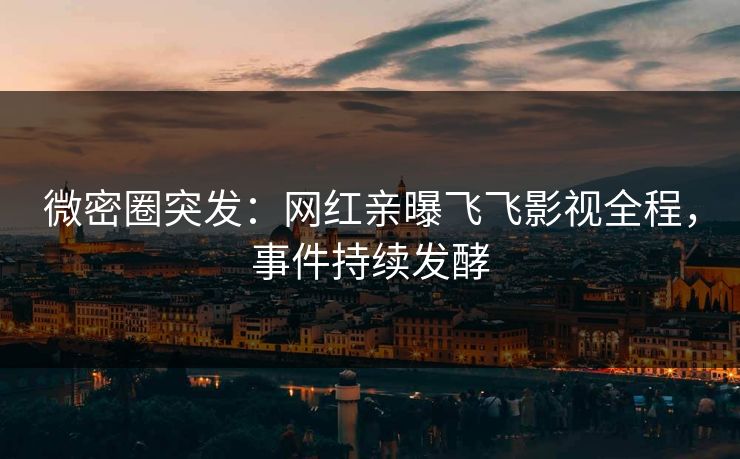 微密圈突发：网红亲曝飞飞影视全程，事件持续发酵