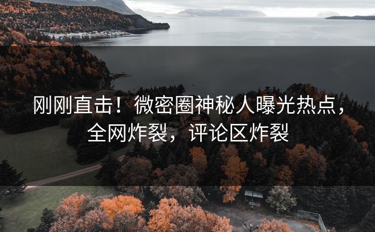 刚刚直击！微密圈神秘人曝光热点，全网炸裂，评论区炸裂