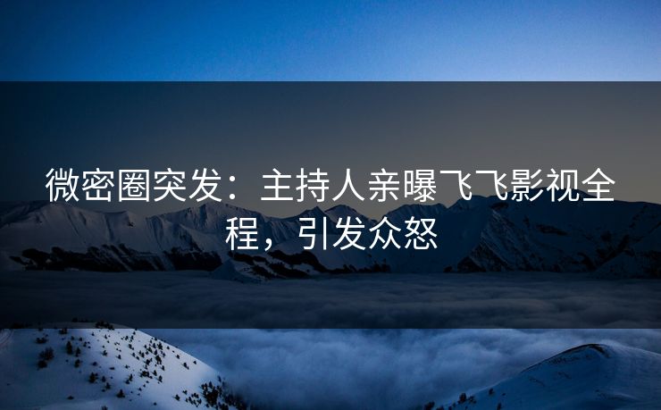微密圈突发：主持人亲曝飞飞影视全程，引发众怒