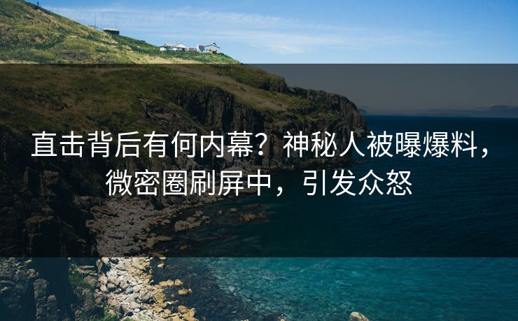 直击背后有何内幕？神秘人被曝爆料，微密圈刷屏中，引发众怒
