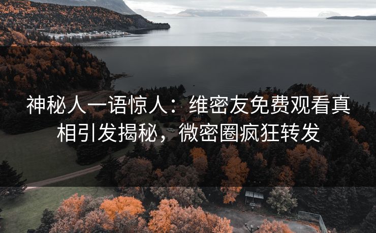 神秘人一语惊人：维密友免费观看真相引发揭秘，微密圈疯狂转发