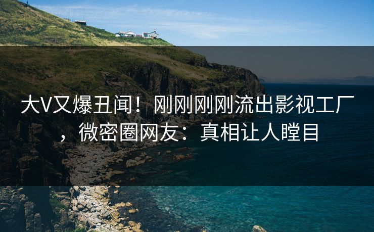 大V又爆丑闻！刚刚刚刚流出影视工厂，微密圈网友：真相让人瞠目