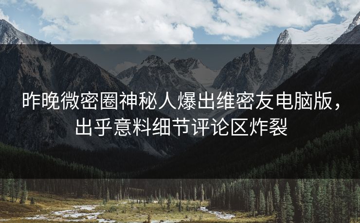 昨晚微密圈神秘人爆出维密友电脑版，出乎意料细节评论区炸裂