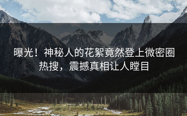 曝光！神秘人的花絮竟然登上微密圈热搜，震撼真相让人瞠目