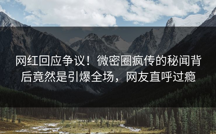 网红回应争议！微密圈疯传的秘闻背后竟然是引爆全场，网友直呼过瘾