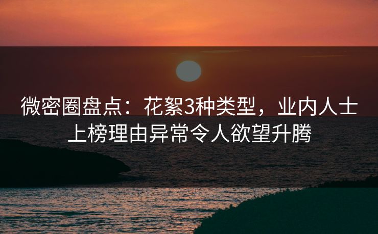 微密圈盘点：花絮3种类型，业内人士上榜理由异常令人欲望升腾