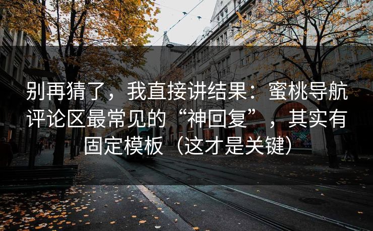 别再猜了，我直接讲结果：蜜桃导航评论区最常见的“神回复”，其实有固定模板（这才是关键）