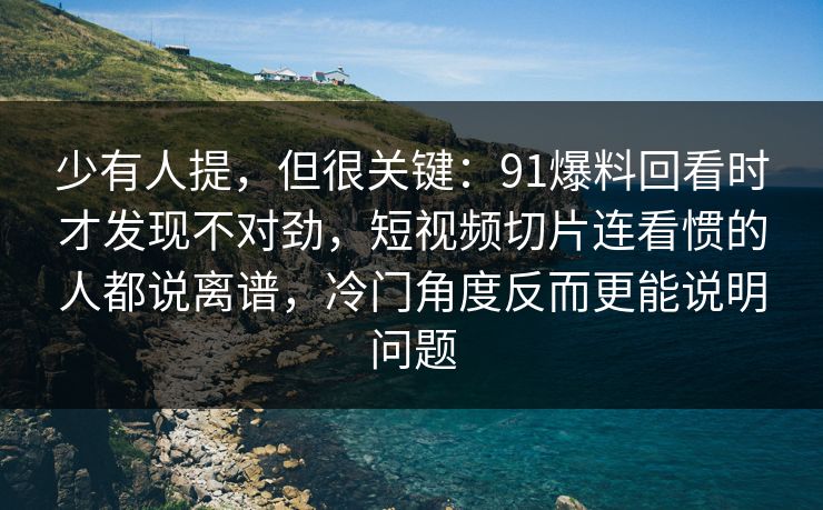 少有人提，但很关键：91爆料回看时才发现不对劲，短视频切片连看惯的人都说离谱，冷门角度反而更能说明问题