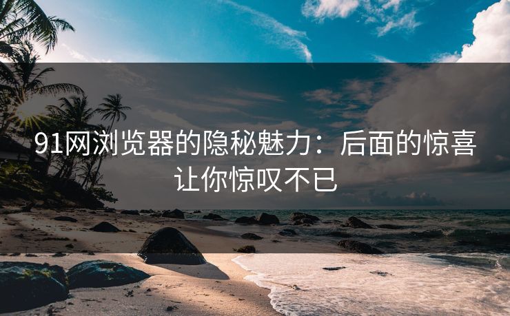 91网浏览器的隐秘魅力：后面的惊喜让你惊叹不已