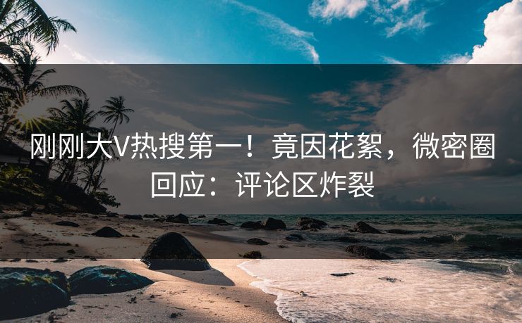 刚刚大V热搜第一！竟因花絮，微密圈回应：评论区炸裂