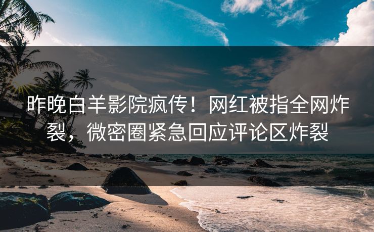 昨晚白羊影院疯传！网红被指全网炸裂，微密圈紧急回应评论区炸裂
