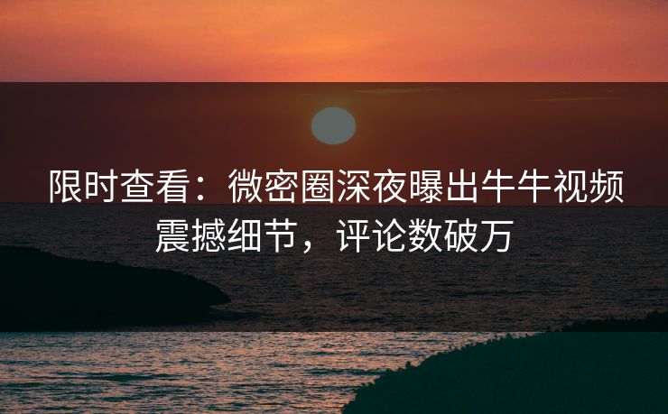 限时查看：微密圈深夜曝出牛牛视频震撼细节，评论数破万