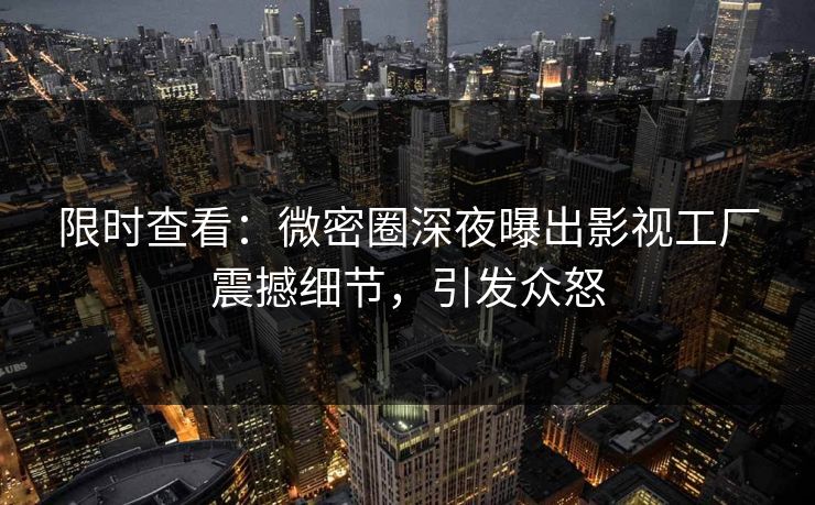 限时查看：微密圈深夜曝出影视工厂震撼细节，引发众怒